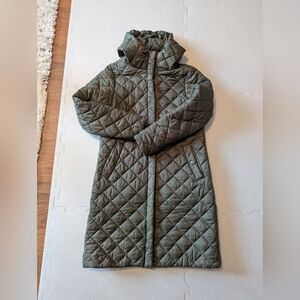 Simons Dark Green Diamond-quilted Puffer Jacket for Fall or Winter